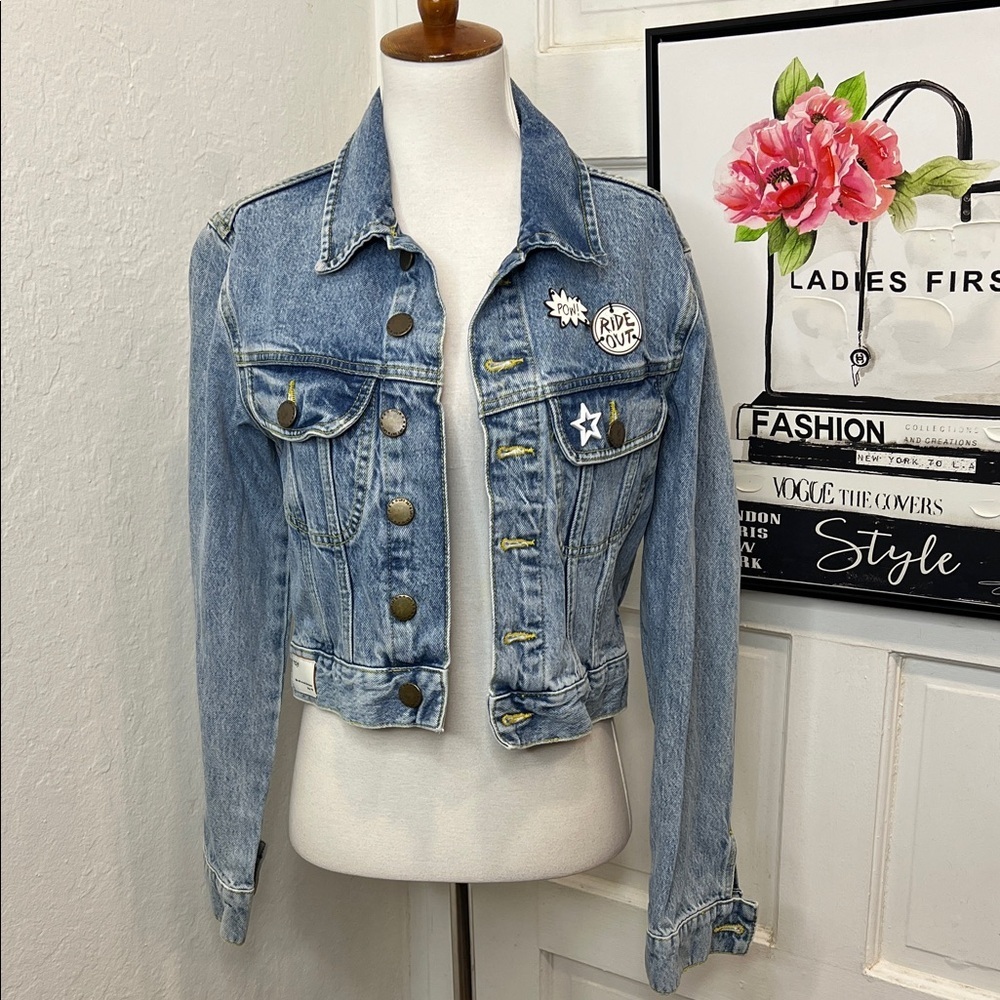 Maje Embellished Cropped Jean Jacket Size 38/M